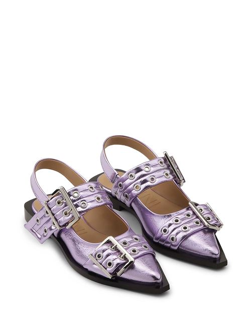 Pink Metallic Feminine Buckle Ballerinas GANNI | S2874476