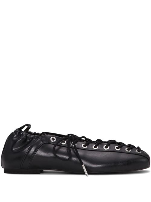 Ballerine con lacci in Oleatex nero GANNI | S2914099