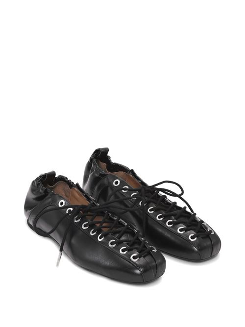 Ballerine con lacci in Oleatex nero GANNI | S2914099