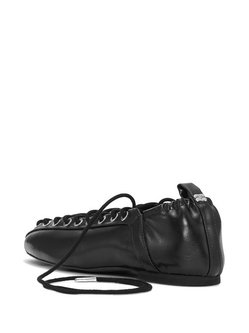 Ballerine con lacci in Oleatex nero GANNI | S2914099