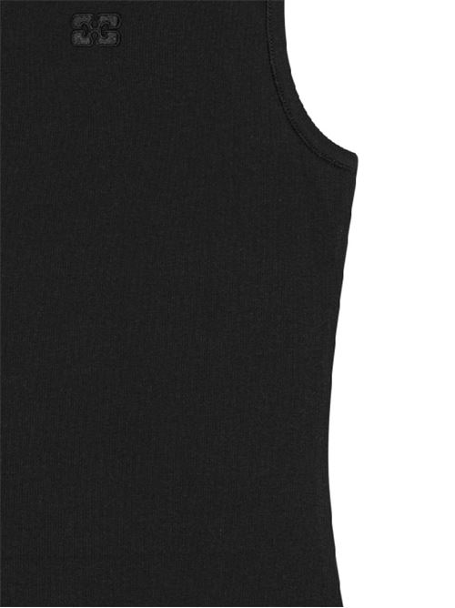 Black Soft Cotton Rib Tank Top GANNI | T3898099