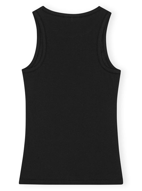 Black Soft Cotton Rib Tank Top GANNI | T3898099