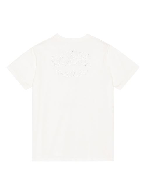 White Basic Jersey Rhinestone Relaxed T-shirt GANNI | T3946135