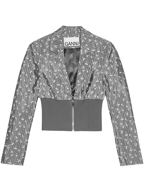 Blazer corto in jacquard di acetato GANNI | W0167207