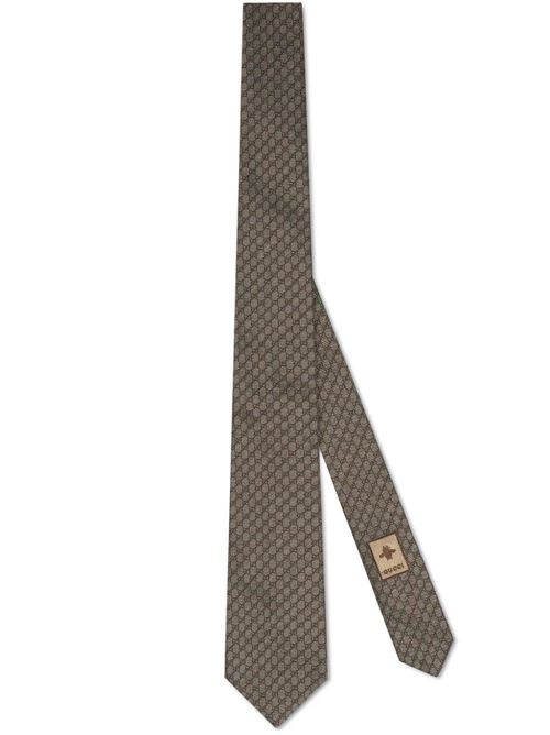 Wool and silk jacquard tie with GG cross GUCCI | 7650584E6529800