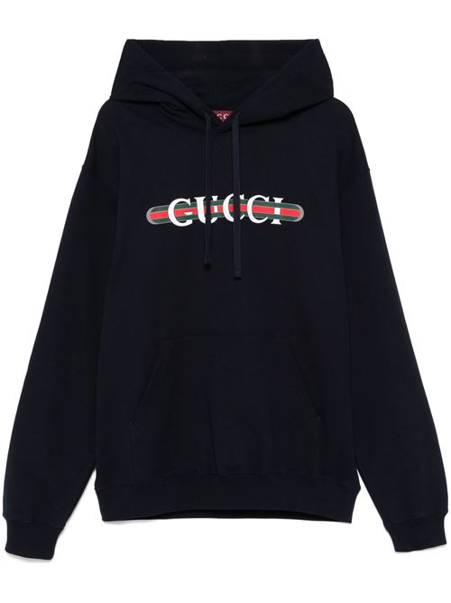 Felpa in jersey di cotone stampato con cappuccio GUCCI | 788771XJG594735