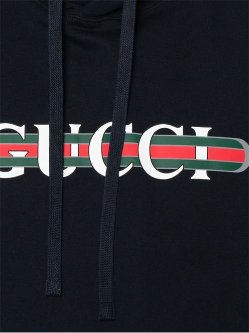 Felpa in jersey di cotone stampato con cappuccio GUCCI | 788771XJG594735