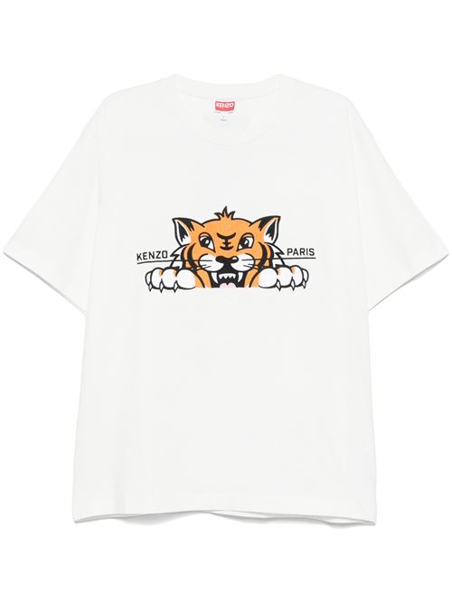 T-shirt oversize ricamata 'KENZO Happy Tiger' di cotone KENZO | FF55TS5264SI02