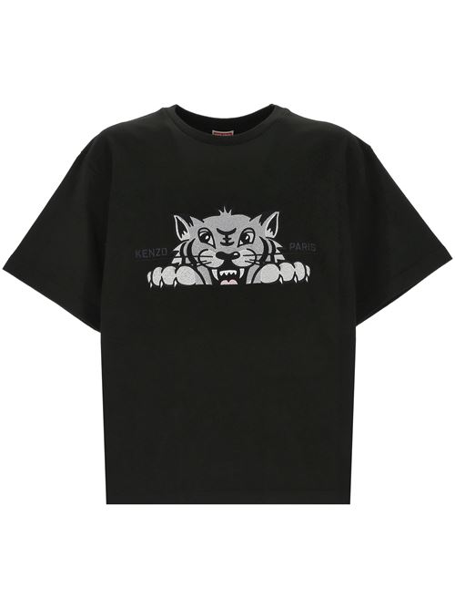 T-shirt oversize ricamata 'KENZO Happy Tiger' di cotone KENZO | FF55TS5264SI99J