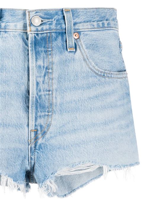 Light blue cotton distressed denim shorts Levis® | 563270086