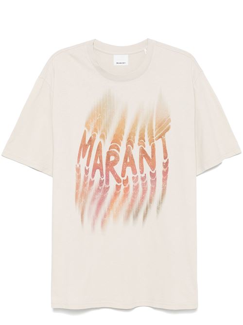 T-shirt ecru con stampa MARANT | TS0149HAC1N04H23EC