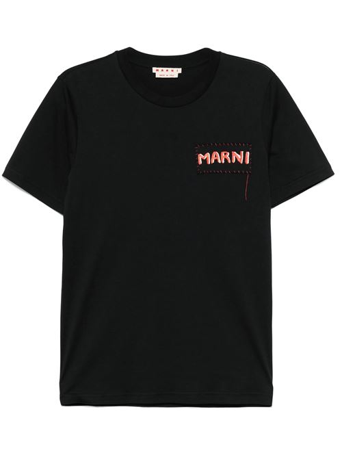 Black logo print t-shirt MARNI | HUMU0198X0UTC44600N99