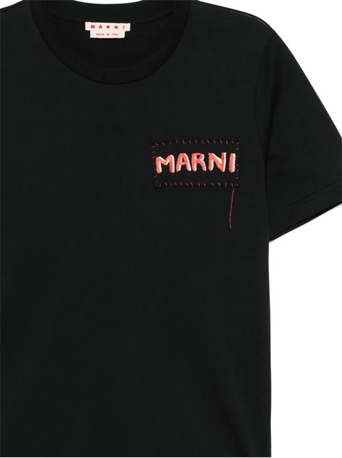 Black logo print t-shirt MARNI | HUMU0198X0UTC44600N99