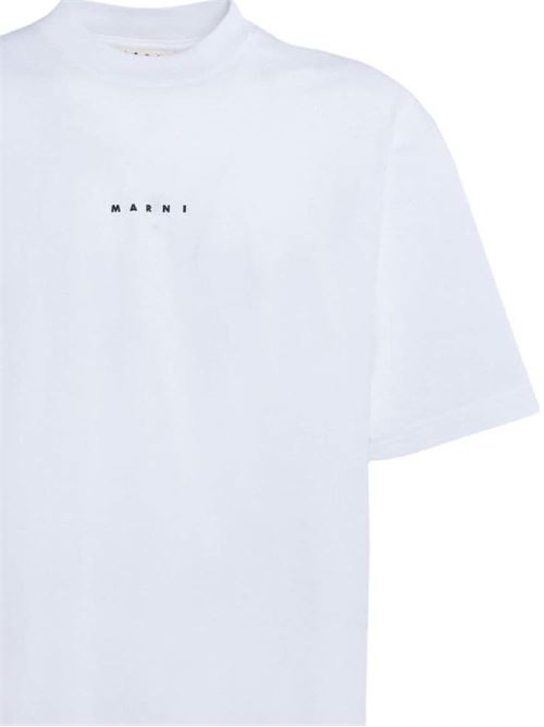 White organic cotton T-shirt with Mini Marni logo. MARNI | HUMU0223P1USCS87LOW01