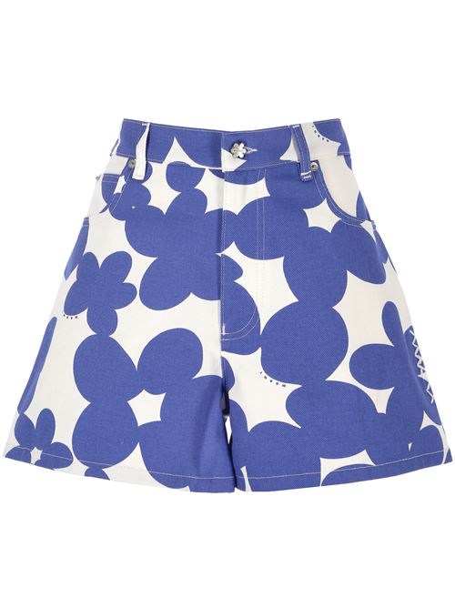 Cobalt blue print shorts MARNI | PAMA0543S0UTC462DIB26