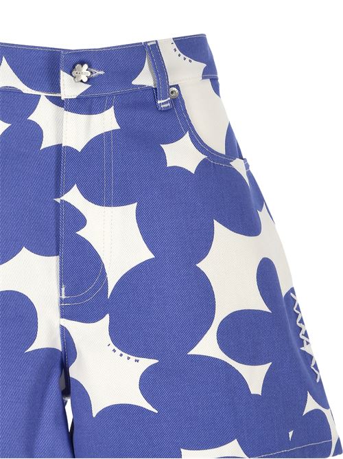 Cobalt blue print shorts MARNI | PAMA0543S0UTC462DIB26