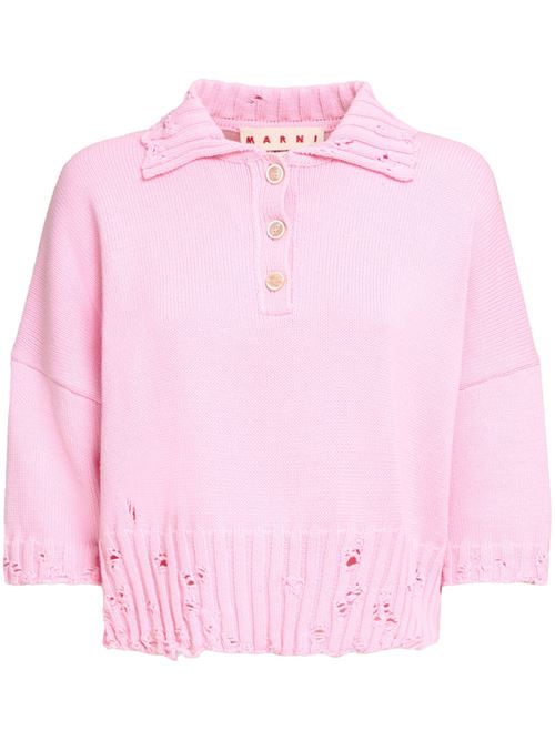 Pink cotton polo shirt with Marni Symbol embroidery MARNI | POMD0045E0UFC65200C13