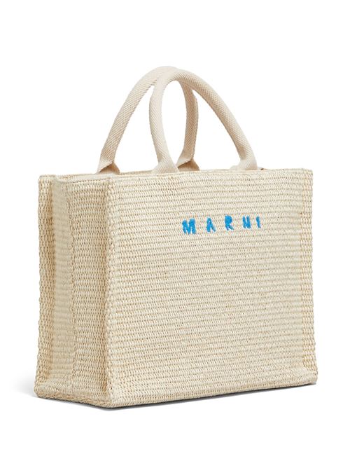 Small East/West tote bag in woven raffia MARNI | SHMP0077U0P386000W11