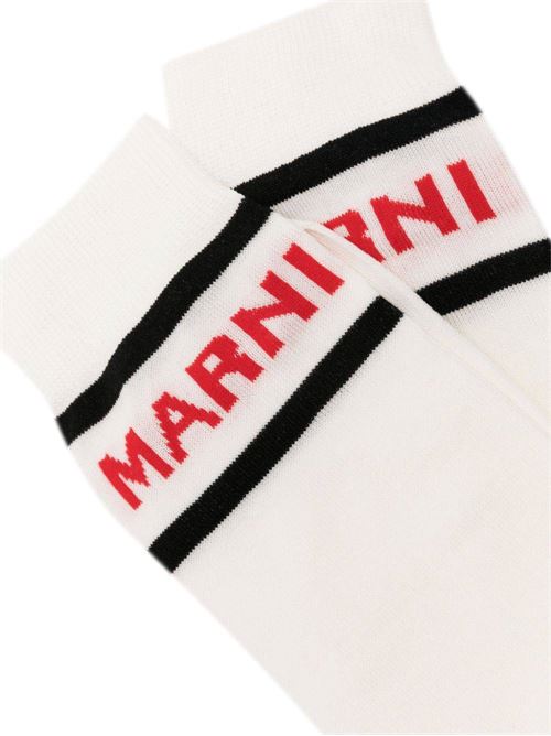 White cotton socks with logo MARNI | SKZC0088Q1UFC13700W01