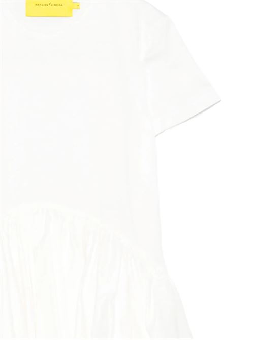 T-shirt con maniche ad aletta con volant e pizzo MARQUESALMEIDA | RST25TP0647JRSCTWHWHITE