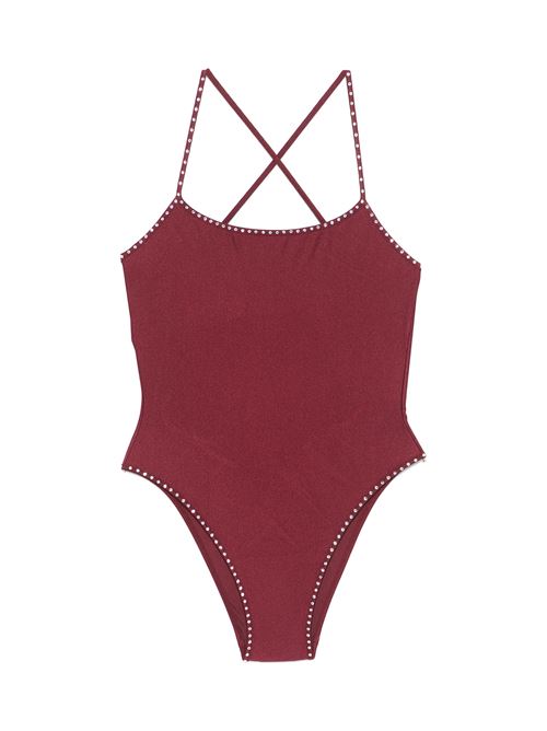 Bordeaux red rear criss-cross straps open back OSEREE | GIS250MERLOT