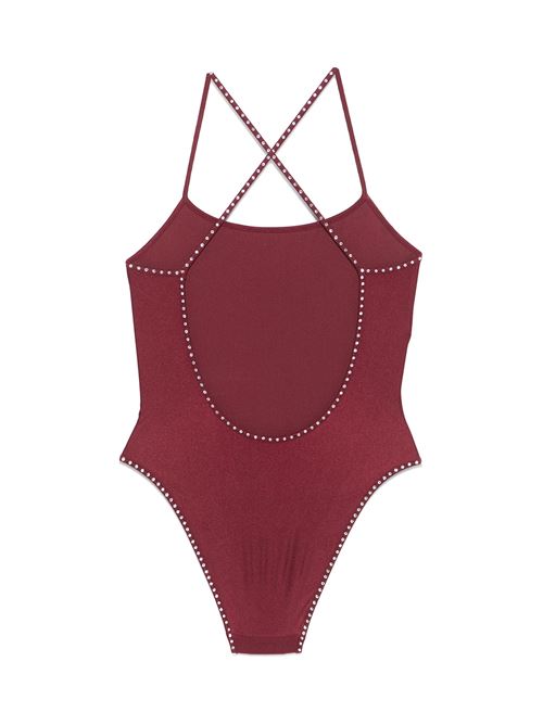 Bordeaux red rear criss-cross straps open back OSEREE | GIS250MERLOT