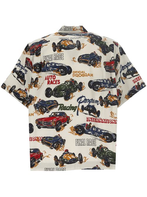 Camicia da uomo con stampa di corse automobilistiche/tropicale, avorio SACAI | 25-03653M899