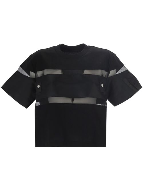 T-shirt with semi-transparent inserts SACAI | 25-07694001