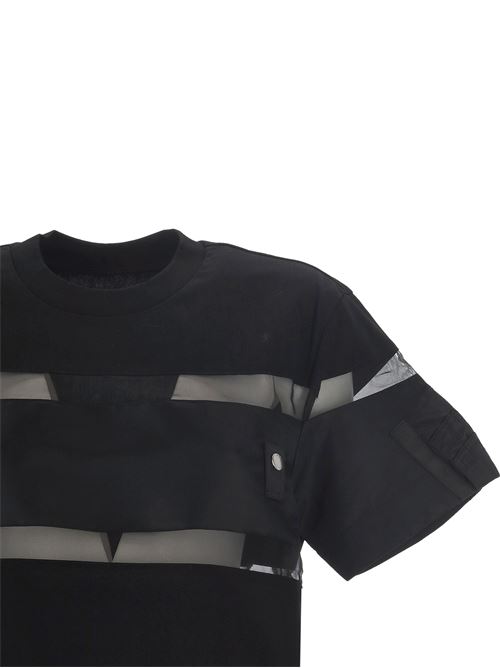 T-shirt con inserti semi trasparenti SACAI | 25-07694001