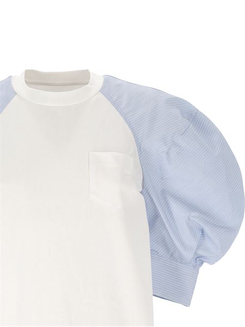 T-shirt with cotton poplin detail SACAI | 25-07767134