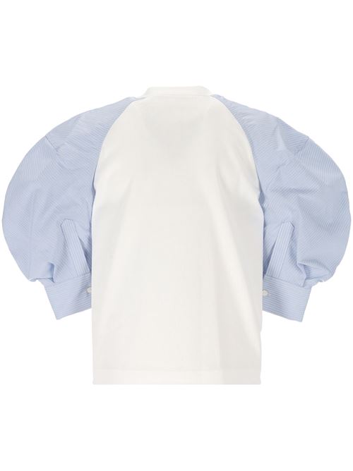 T-shirt with cotton poplin detail SACAI | 25-07767134