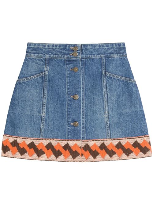 Denim miniskirt with jacquard effect VALENTINO GARAVANI | 6B3DD19Z94U558