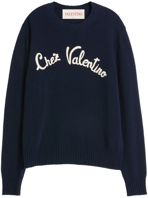 Valentino crew-neck sweater in wool with Chez Valentino embroidery VALENTINO GARAVANI | 6V3KC33LAR8D51