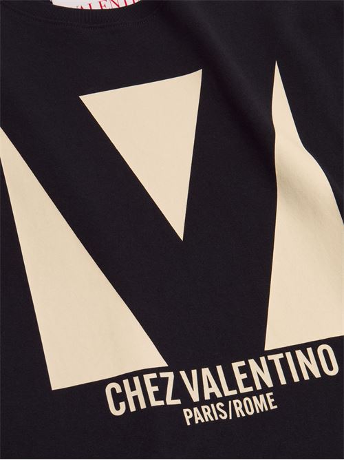 T-shirt with Chez Valentino print VALENTINO GARAVANI | 6V3MG16PAQ90NO