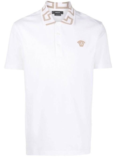 Optical white/gold-tone greek polo VERSACE | A874021A061991W000