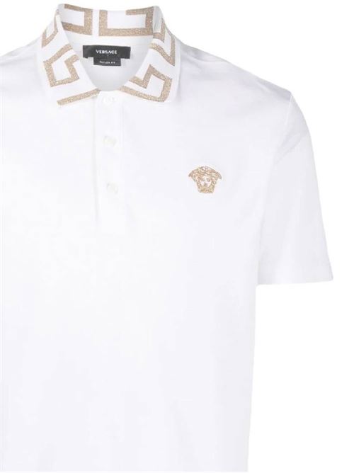 Optical white/gold-tone greek polo VERSACE | A874021A061991W000